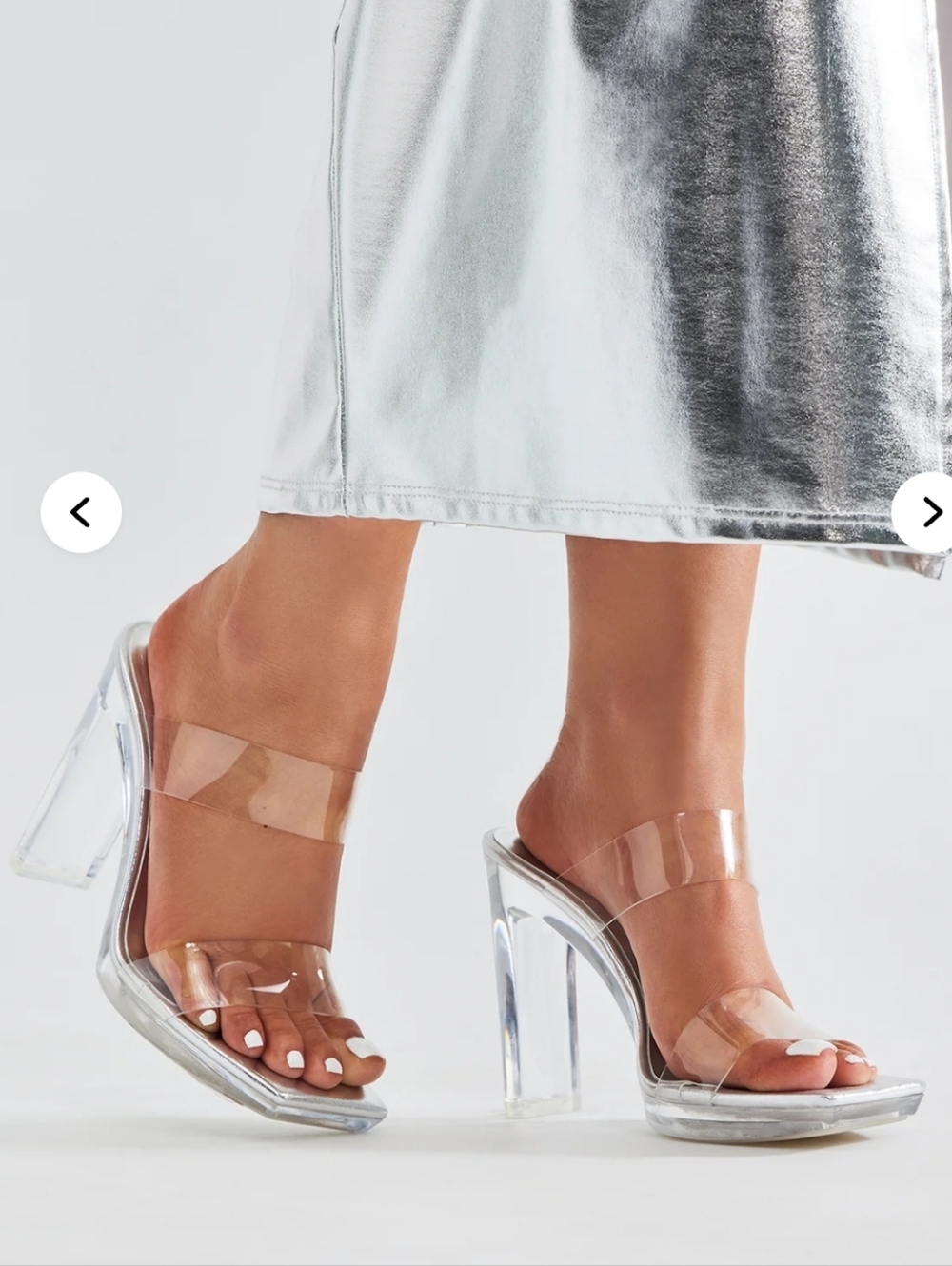 Fashion Nova Clear Lucite Strap Heels